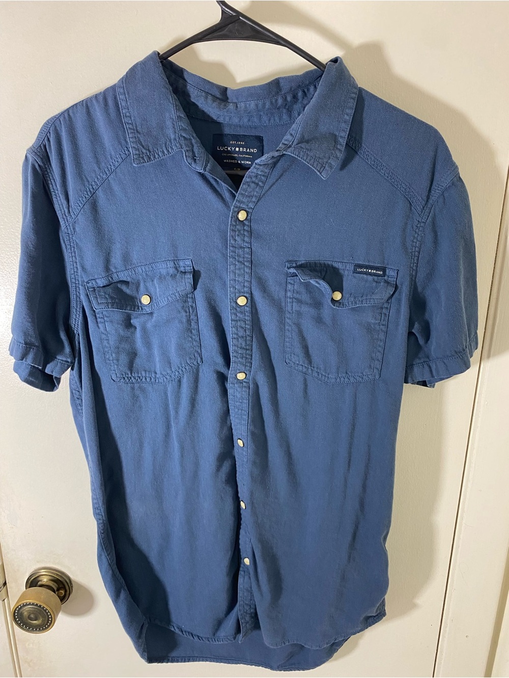 Lucky Brand Blue Short-Sleeve Button-Down Shirt